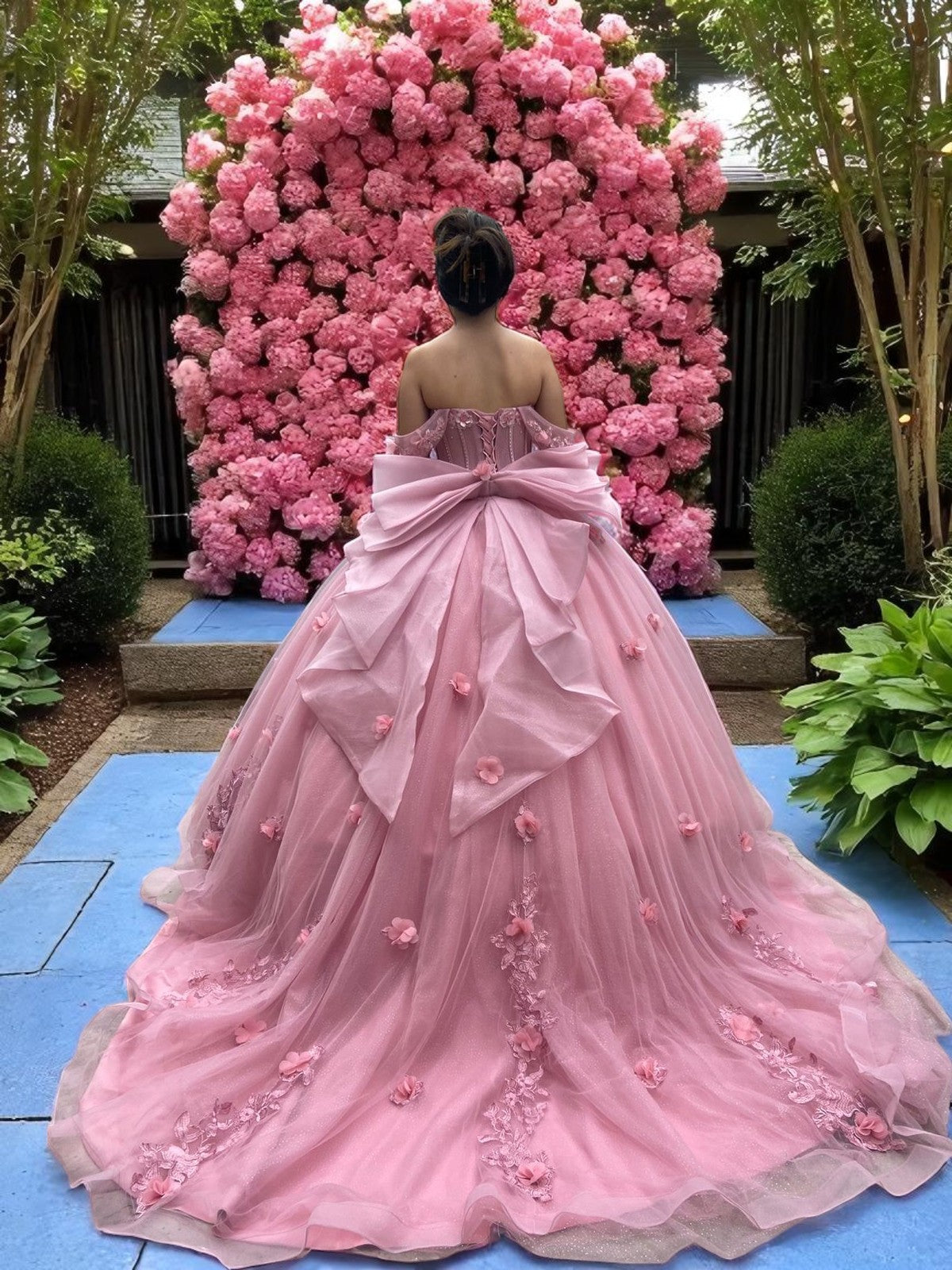 Rose Garden 3D Floral Quinceanera Ball Gown